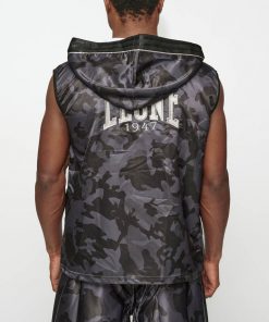 Leone 1947 North America Boxing Gowns & Cornerman Jackets CAMOBLACK SLEEVELESS BOXING GOWN