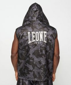 Leone 1947 North America Boxing Gowns & Cornerman Jackets CAMOBLACK SLEEVELESS BOXING GOWN